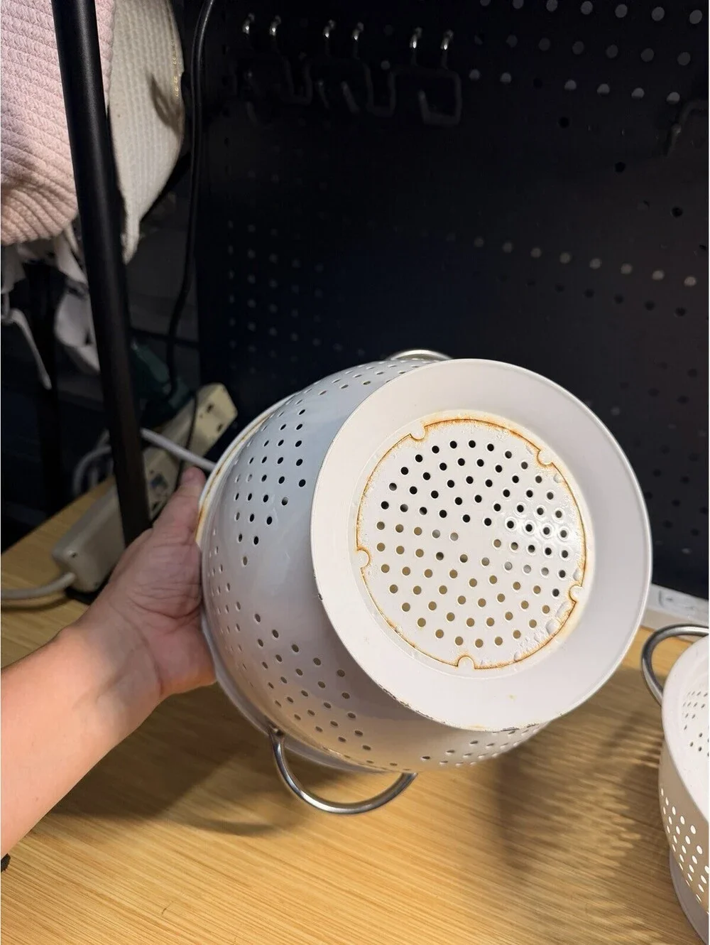 2 Set Of Vintage Unique White Enamel Strainer Colander 10